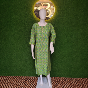 Office Wear Tops ( Parrot Green Printed Kurti)